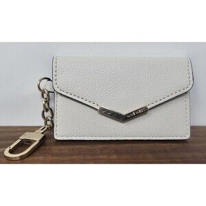 Nine West Off White Gold Accents Card Holder Keychain Faux Leather Snap Closure